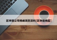 区块链公司杨峰简历资料[区块链杨超]